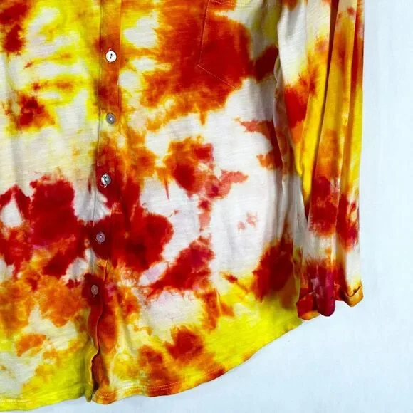 AJ Andrea Jovine XL Top Sunrise Sensations Tie Dye Orange‎ Yellow Handmade 1328 - Picture 5 of 11